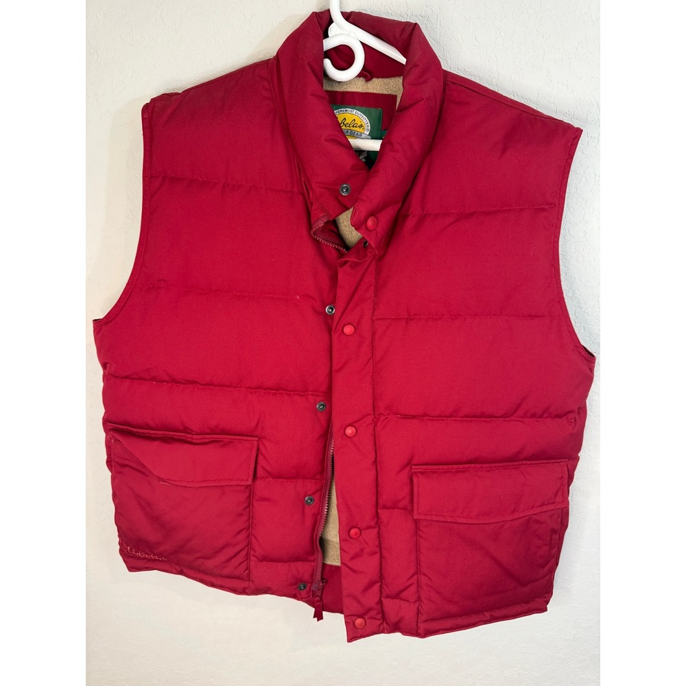 Cabela's Goose down Puffer vest red size Large L Zip close